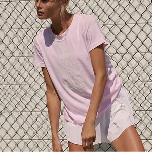 Free People Movement Baby Pink Game Time Logo Tee